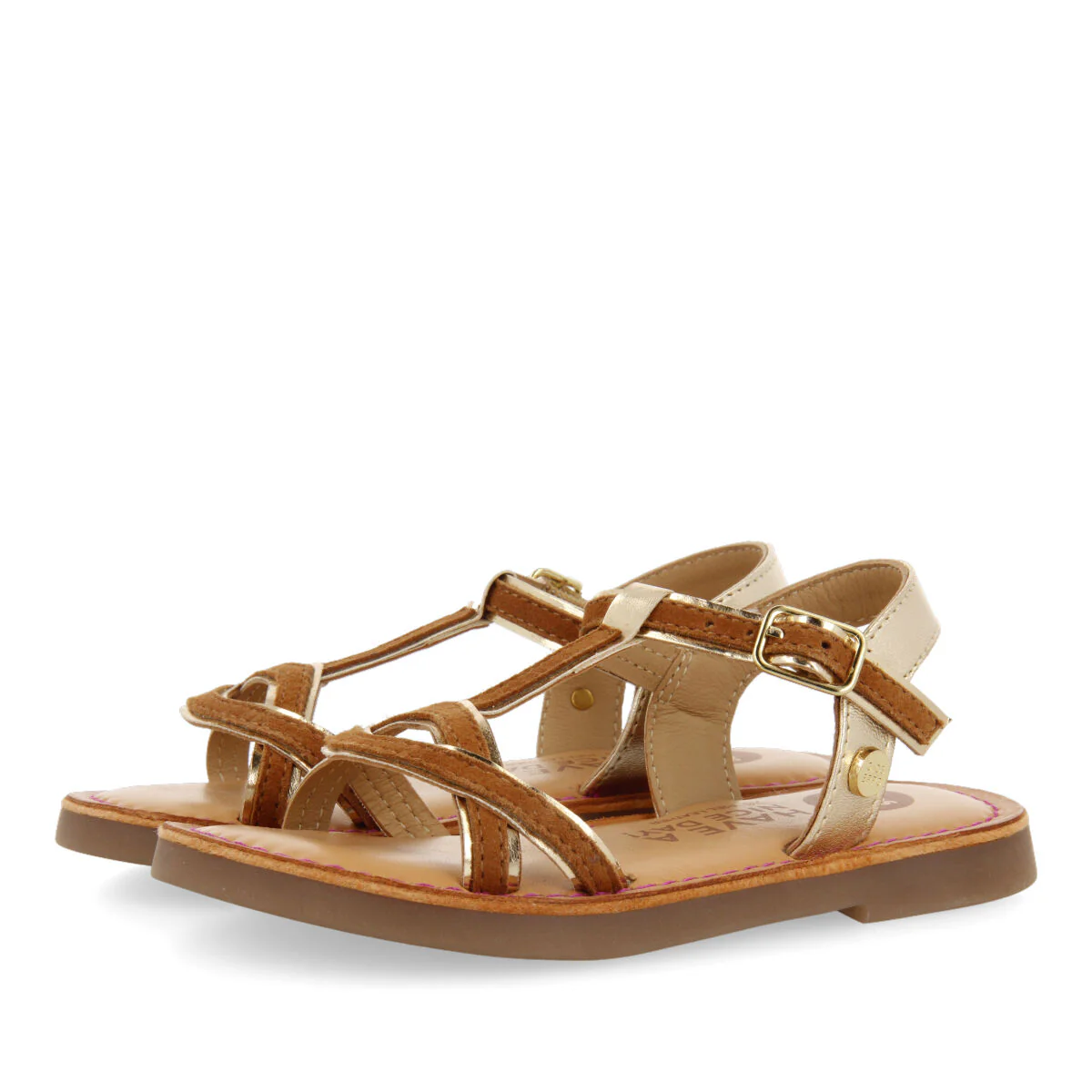 Boucan girls tan suede effect leather sandals - Image 2