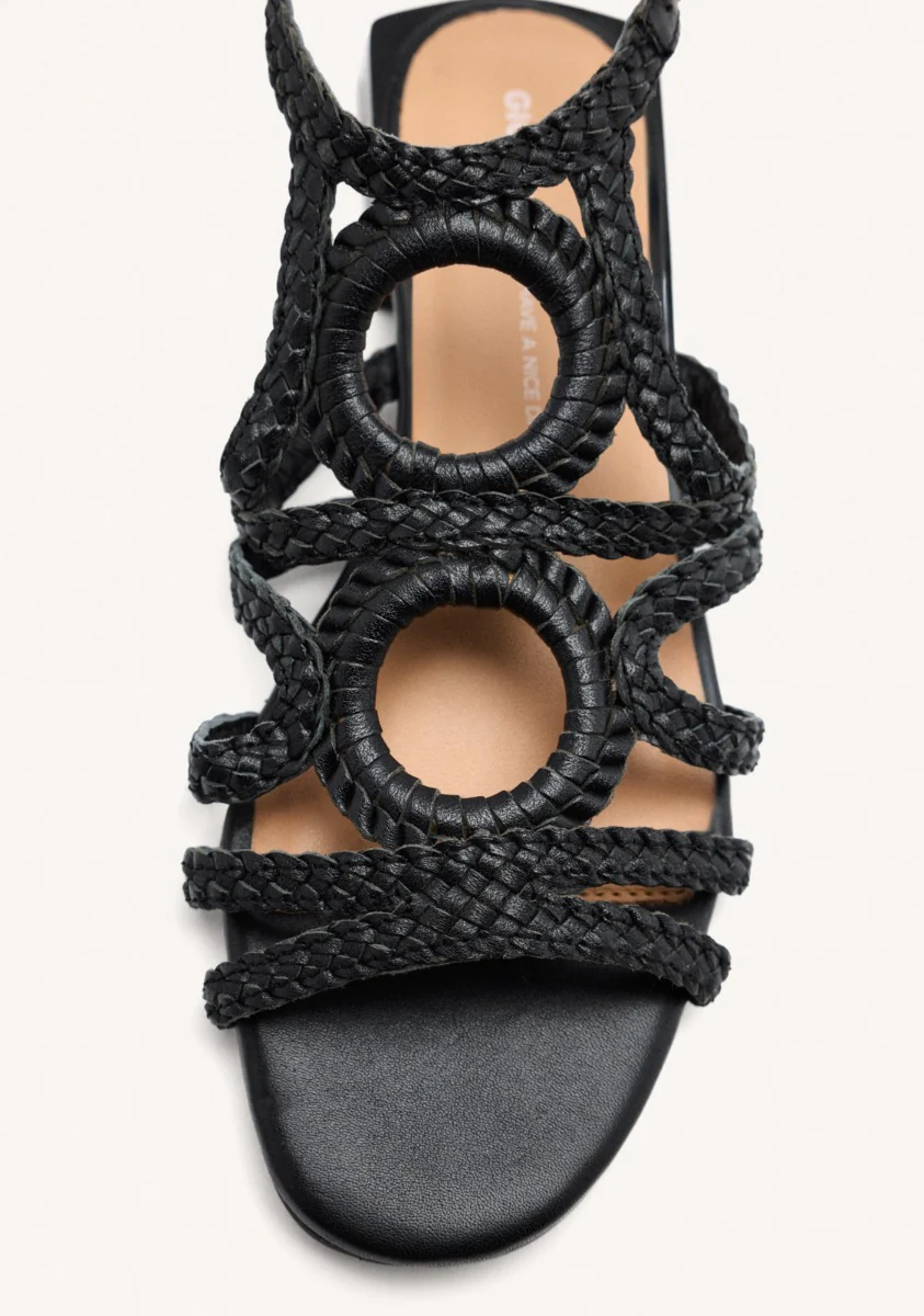 BRAIDED LEATHER FLAT SANDALS BIRCH - Image 4