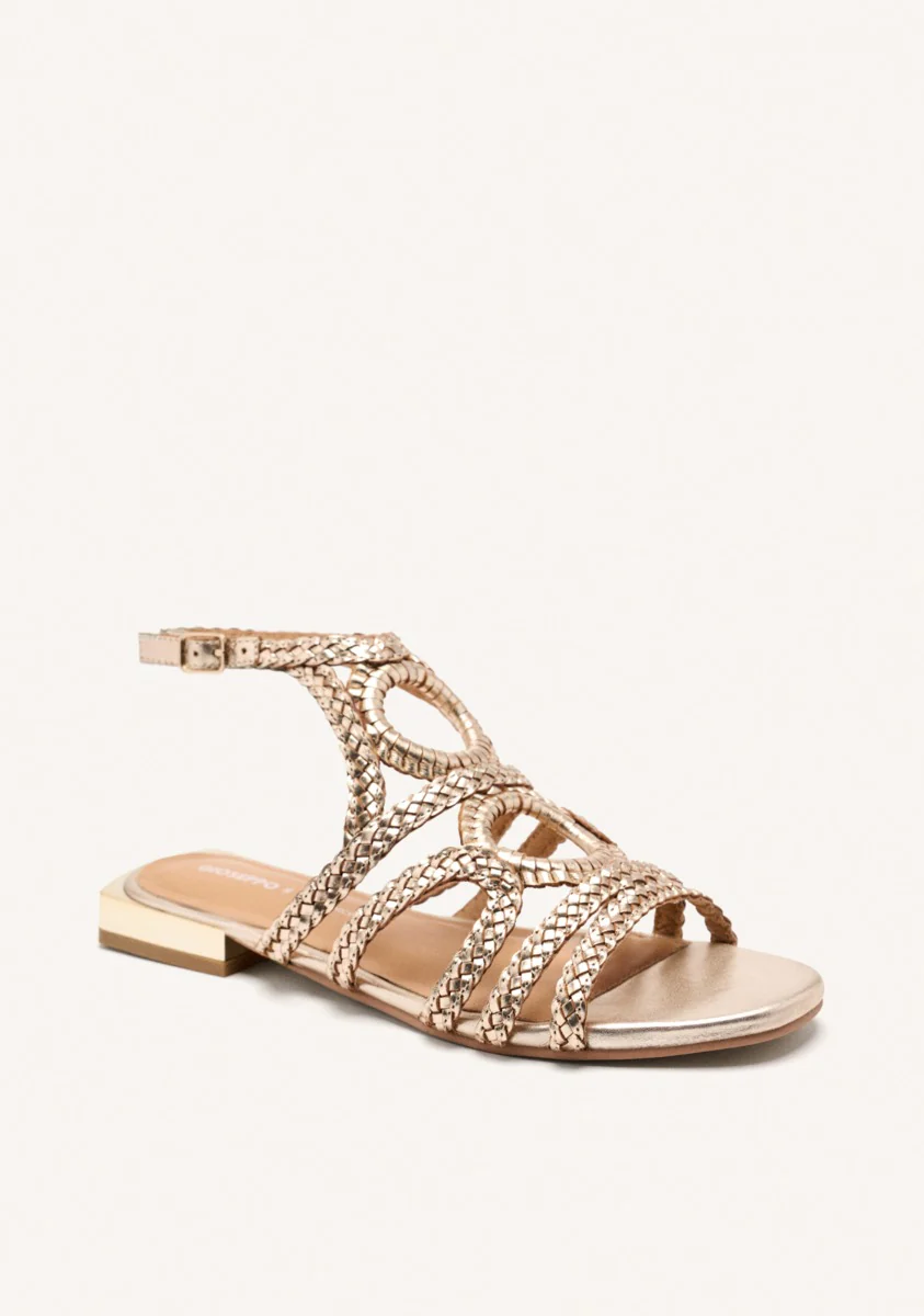 BRAIDED LEATHER FLAT SANDALS BIRCH - Image 2