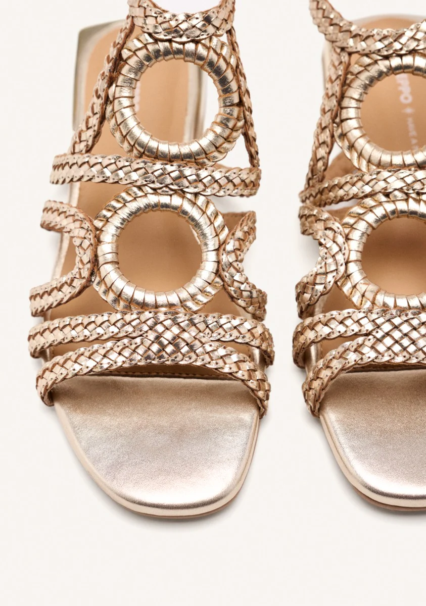BRAIDED LEATHER FLAT SANDALS BIRCH - Image 4
