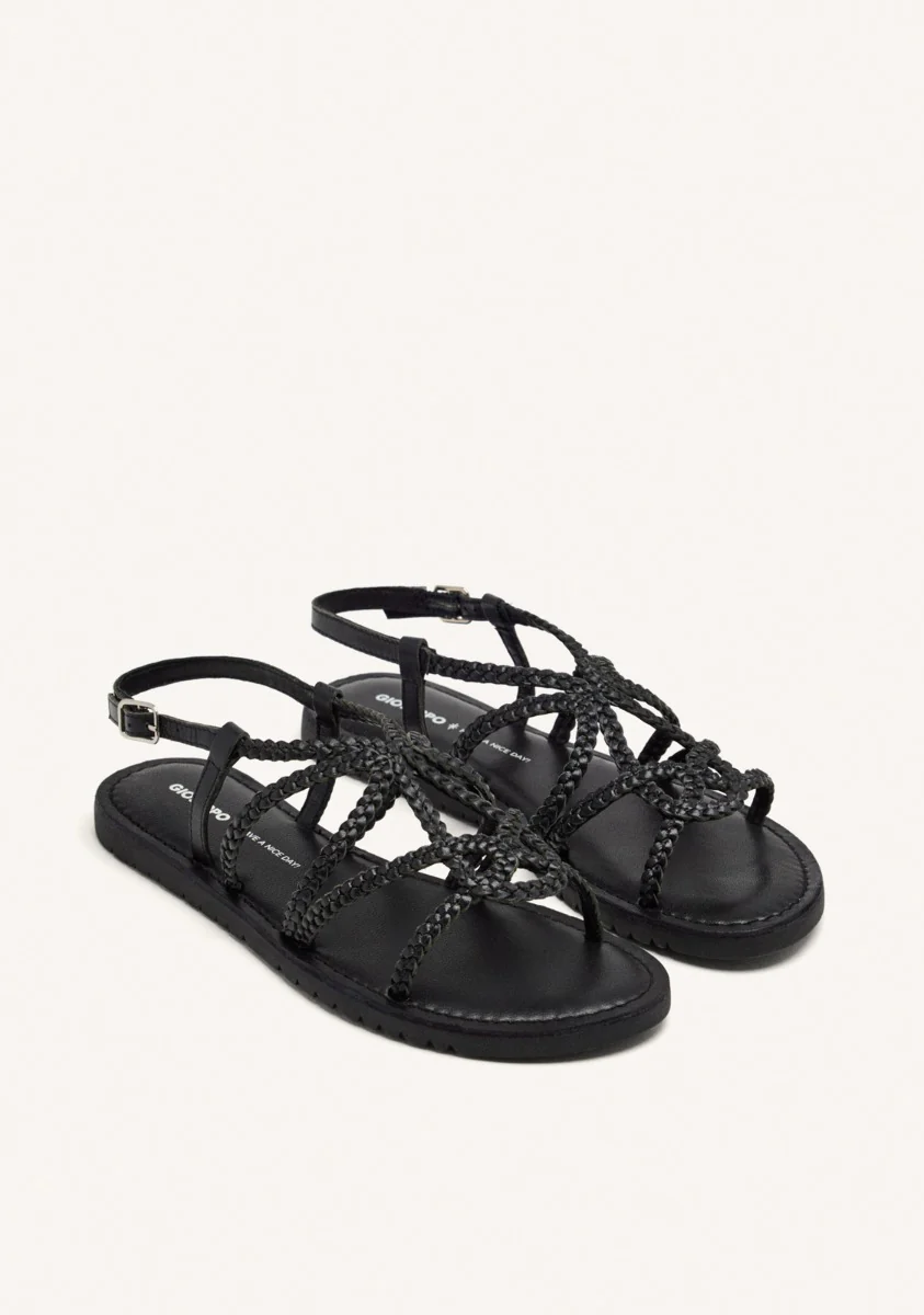 BRAIDED LEATHER FLAT SANDALS ORLAND - Image 2