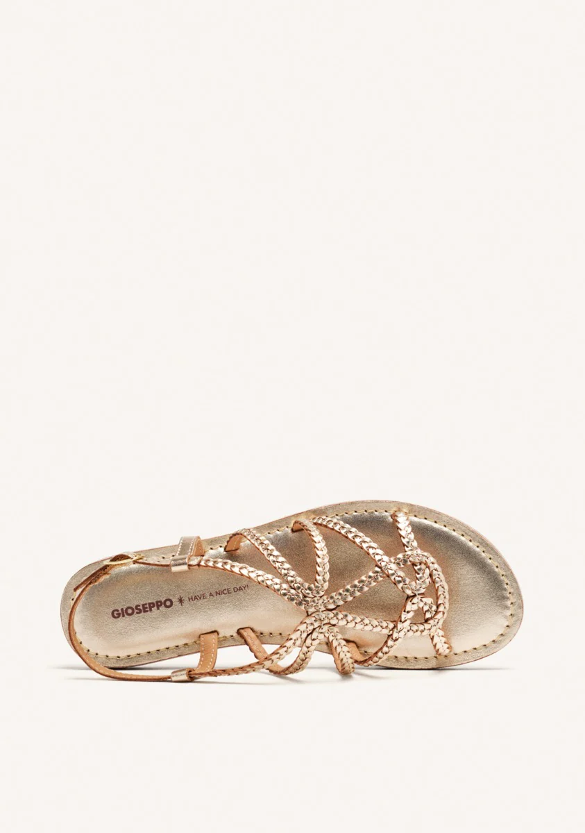 BRAIDED LEATHER FLAT SANDALS ORLAND