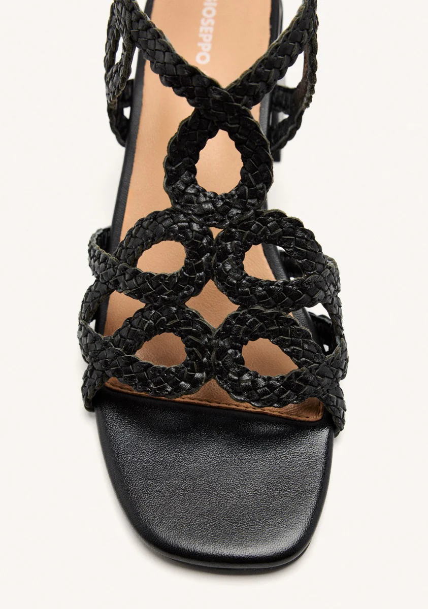 BRAIDED LEATHER HEEL SANDALS CRESCENT - Image 3