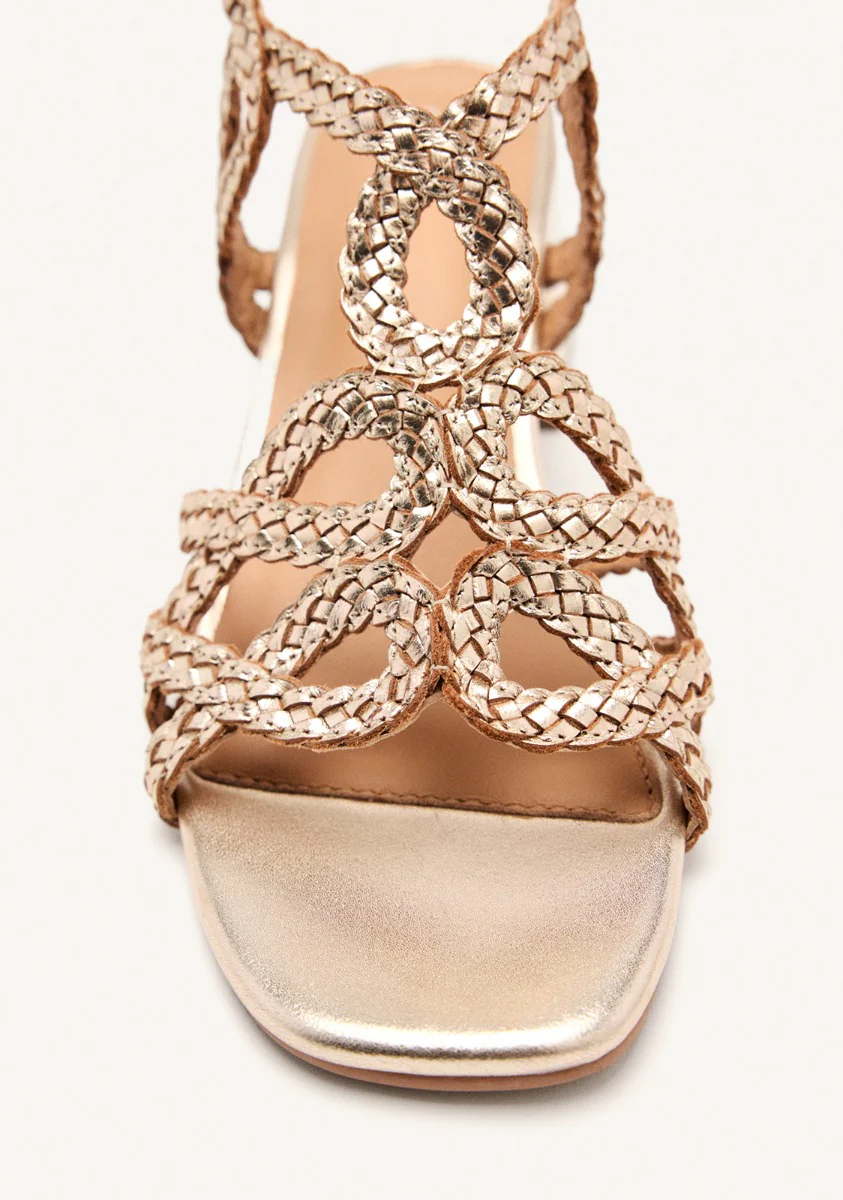 BRAIDED LEATHER HEEL SANDALS CRESCENT - Image 3