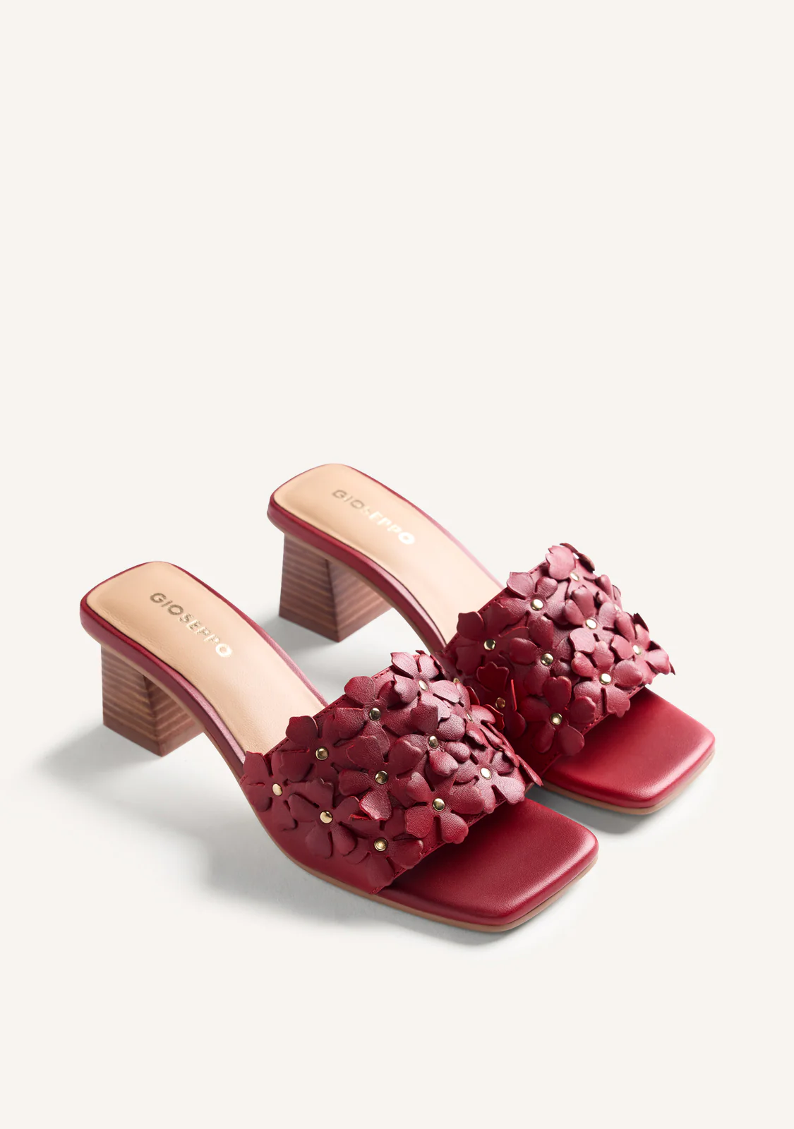 FLOWER LEATHER HEELED MULE SANDALS TANGUB - Image 2