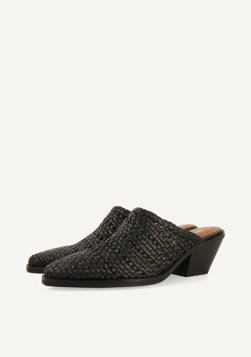 BRAIDED LEATHER HEELED MULES TYRONE - Image 2