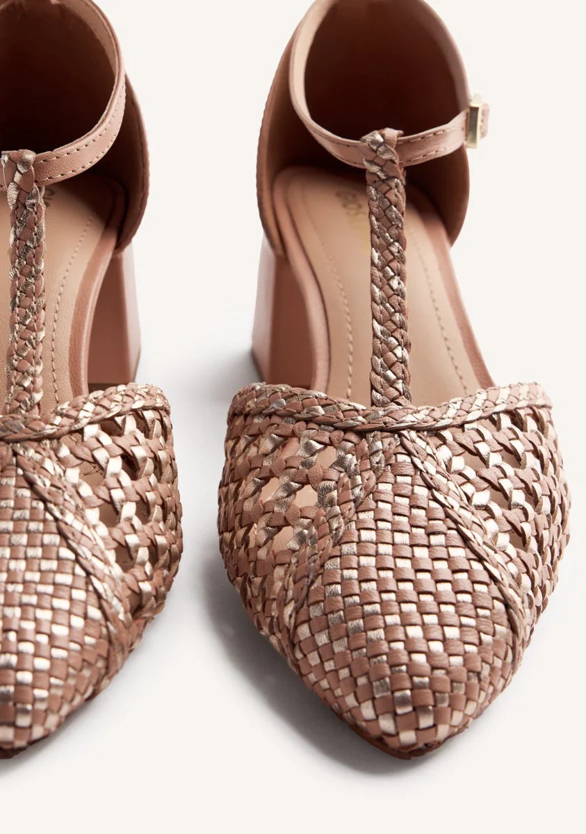 BRAIDED LEATHER HEELED SHOES BOYNE - Image 3