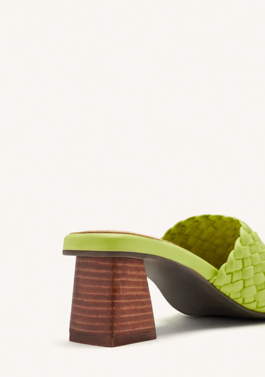 BRAIDED LEATHER HIGH HEEL MULES SANDALS COLRAIN - Image 4