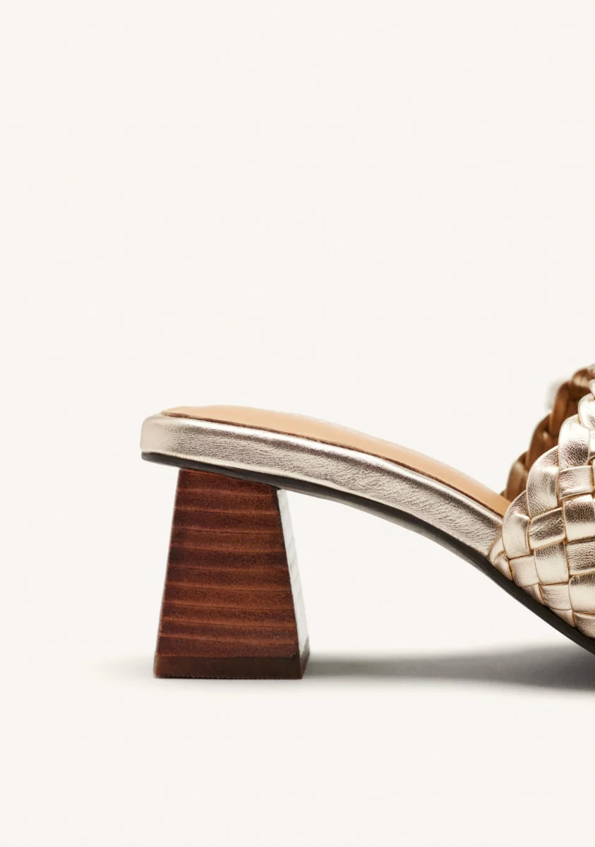 BRAIDED LEATHER HIGH HEEL MULES SANDALS COLRAIN - Image 5