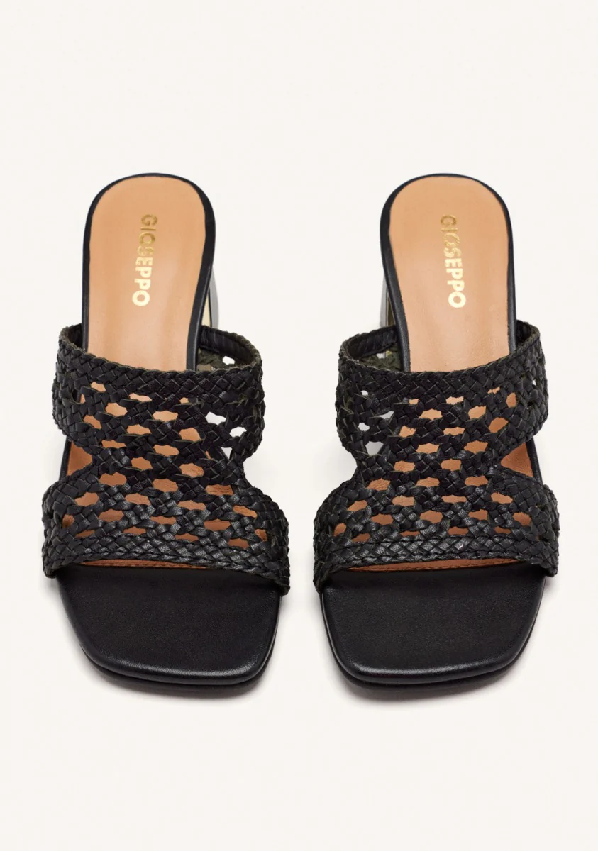 BRAIDED LEATHER HIGH HEEL MULES SANDALS KEWAUNEE - Image 3