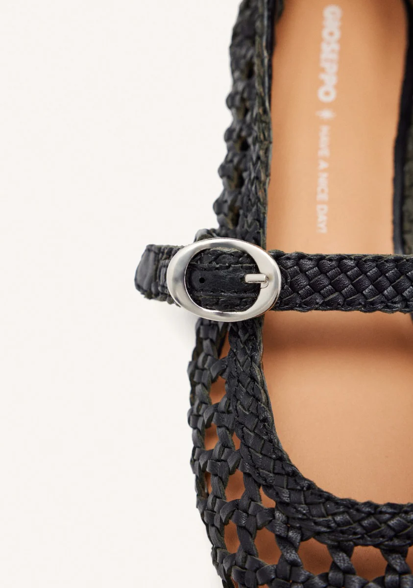 BRAIDED LEATHER MARY-JANE BALLET FLATS - Image 4
