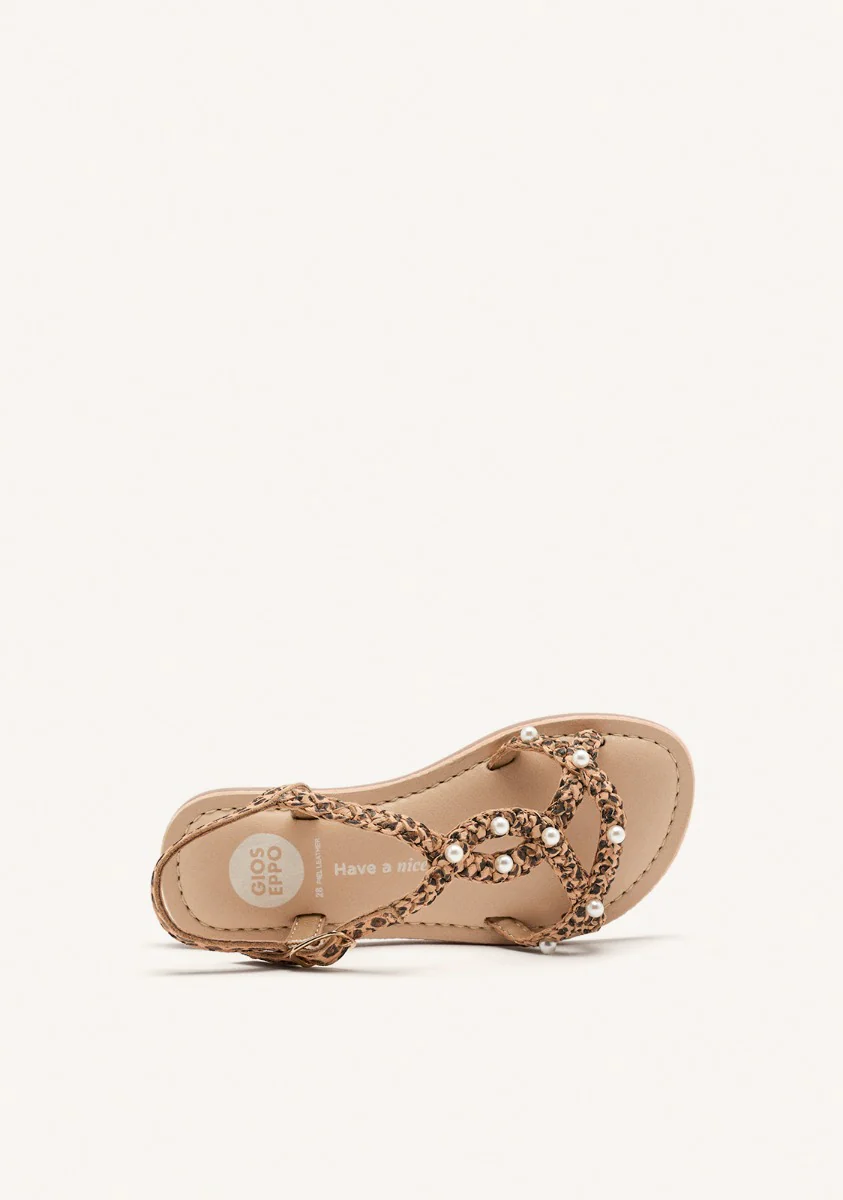 BRAIDED LEATHER PEARL SANDALS MARTELL