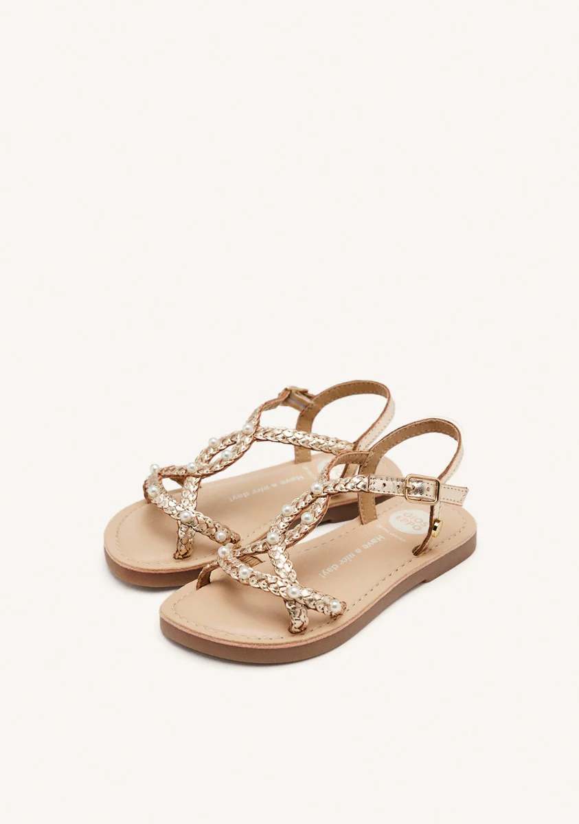 BRAIDED LEATHER PEARL SANDALS MARTELL - Image 2
