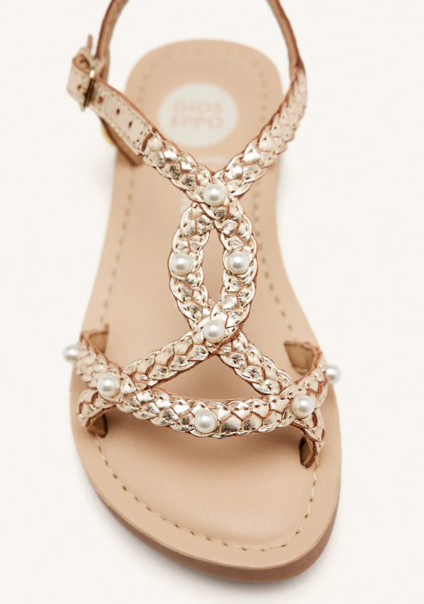 BRAIDED LEATHER PEARL SANDALS MARTELL - Image 4