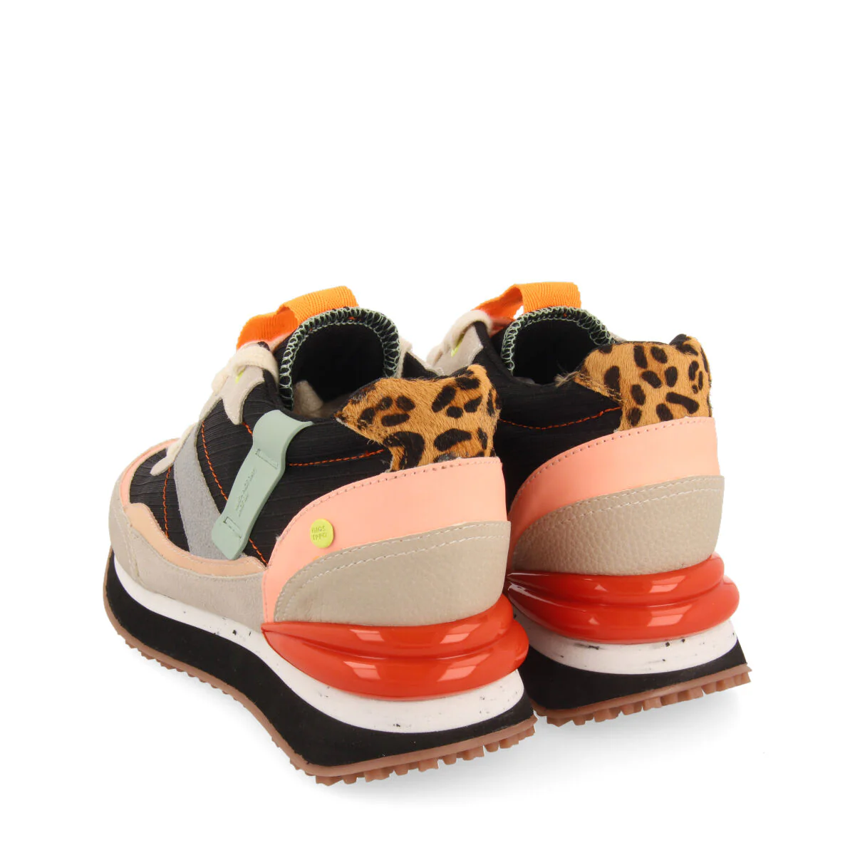 Breny women's black sneakers with inner wedges and a range of textures and prints - Image 4