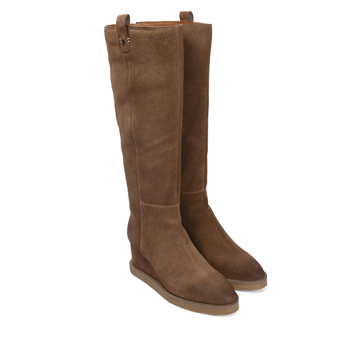 Brora women's taupe split-suede boots with wedges - Image 4