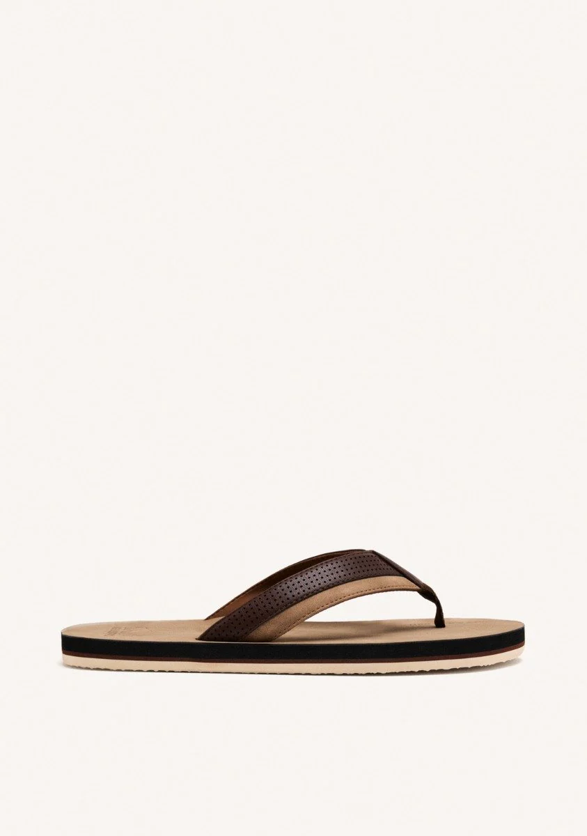 BROWN SANDALS WITH BICOLOR CUT FOR MEN BRENT