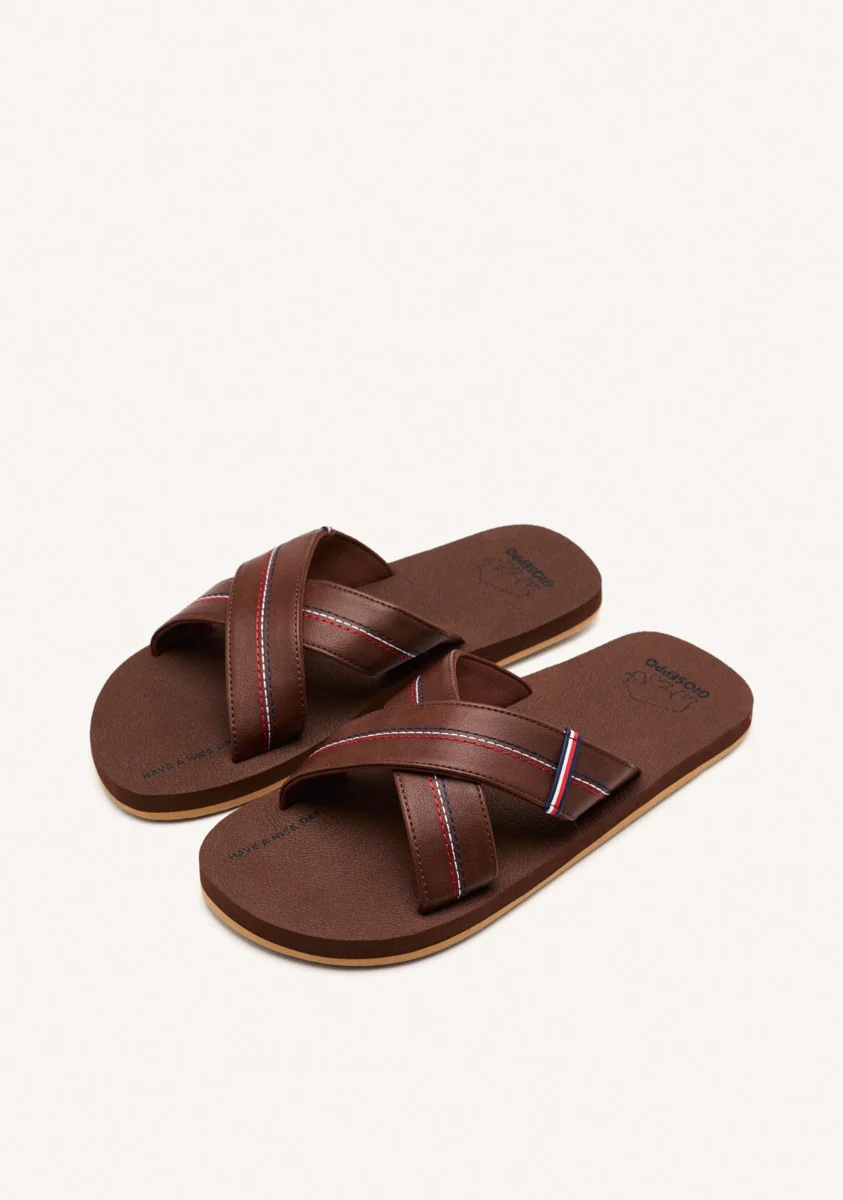 BROWN SANDALS WITH CROSS STRAP AND COLOR DETAILS FOR MEN ELKTON - Image 2