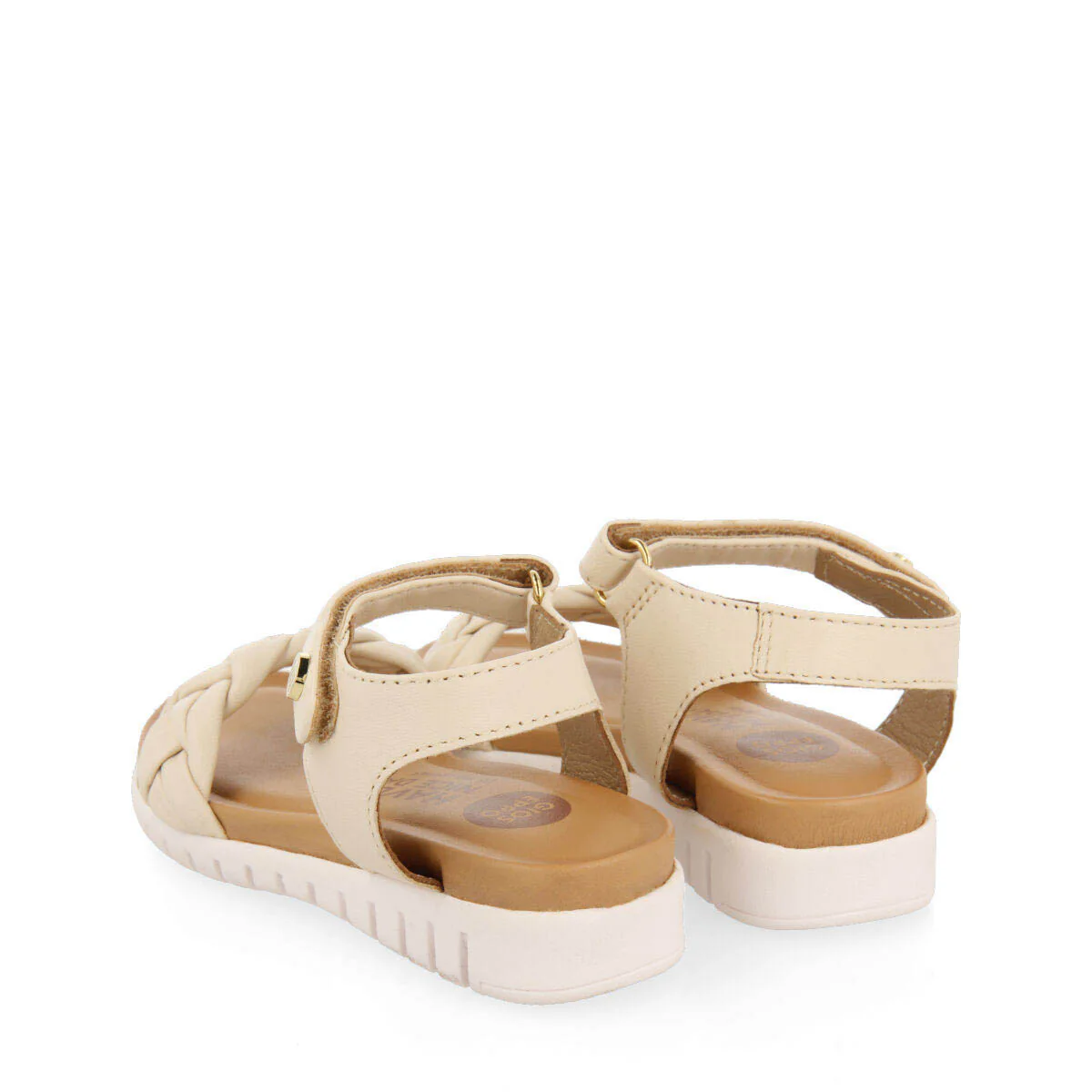 Bruyeres girls off white leather sandals withlaited vamps - Image 4