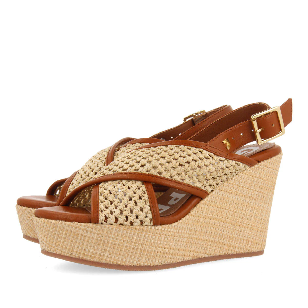 Bussang women's wedges with camel-coloured mesh - Image 2