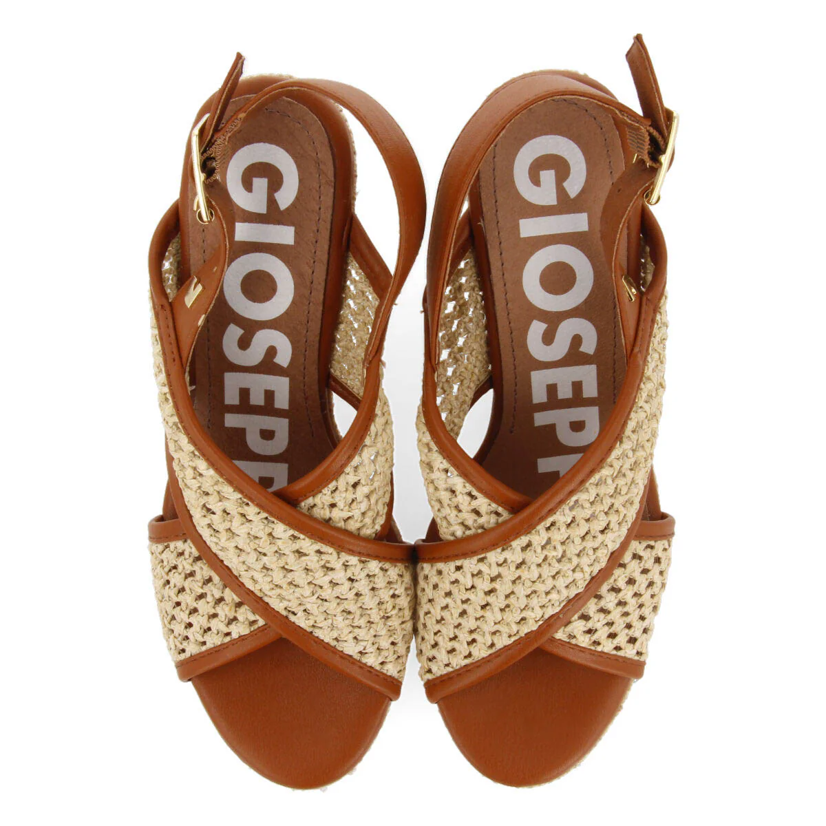 Bussang women's wedges with camel-coloured mesh - Image 3