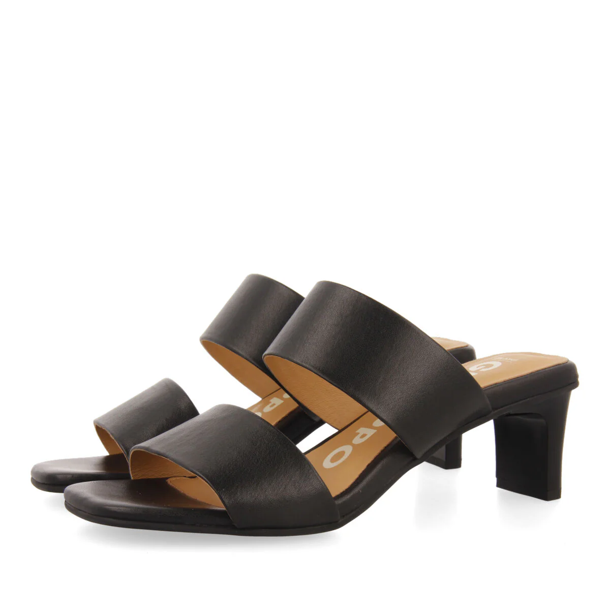 Butteaux women's black sandals with heels and double straps - Image 2