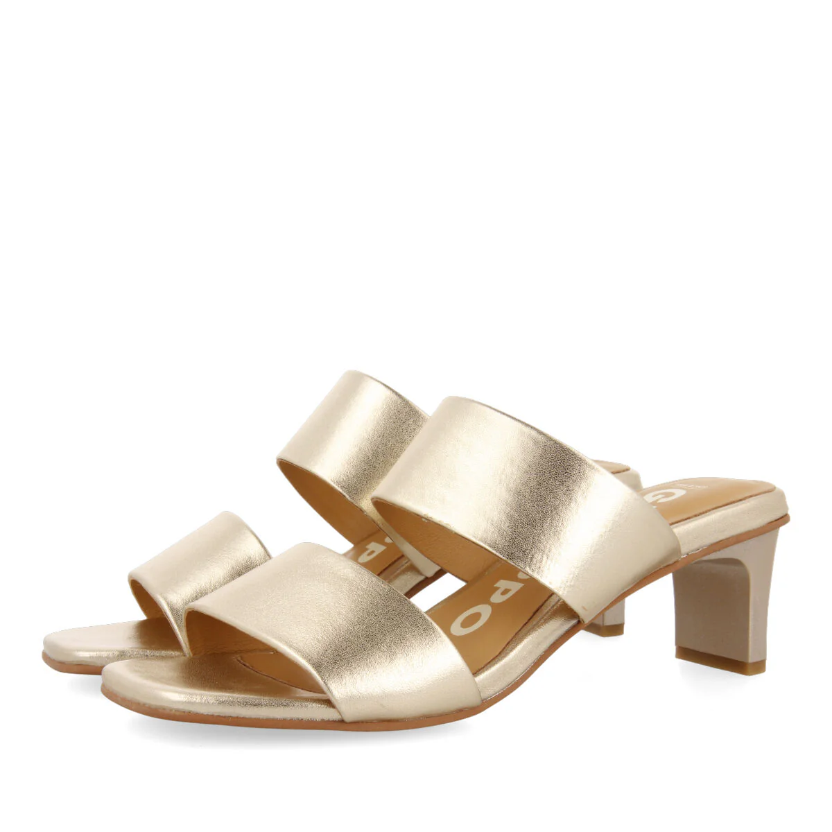 Butteaux women's gold sandals with heels and double straps - Image 2