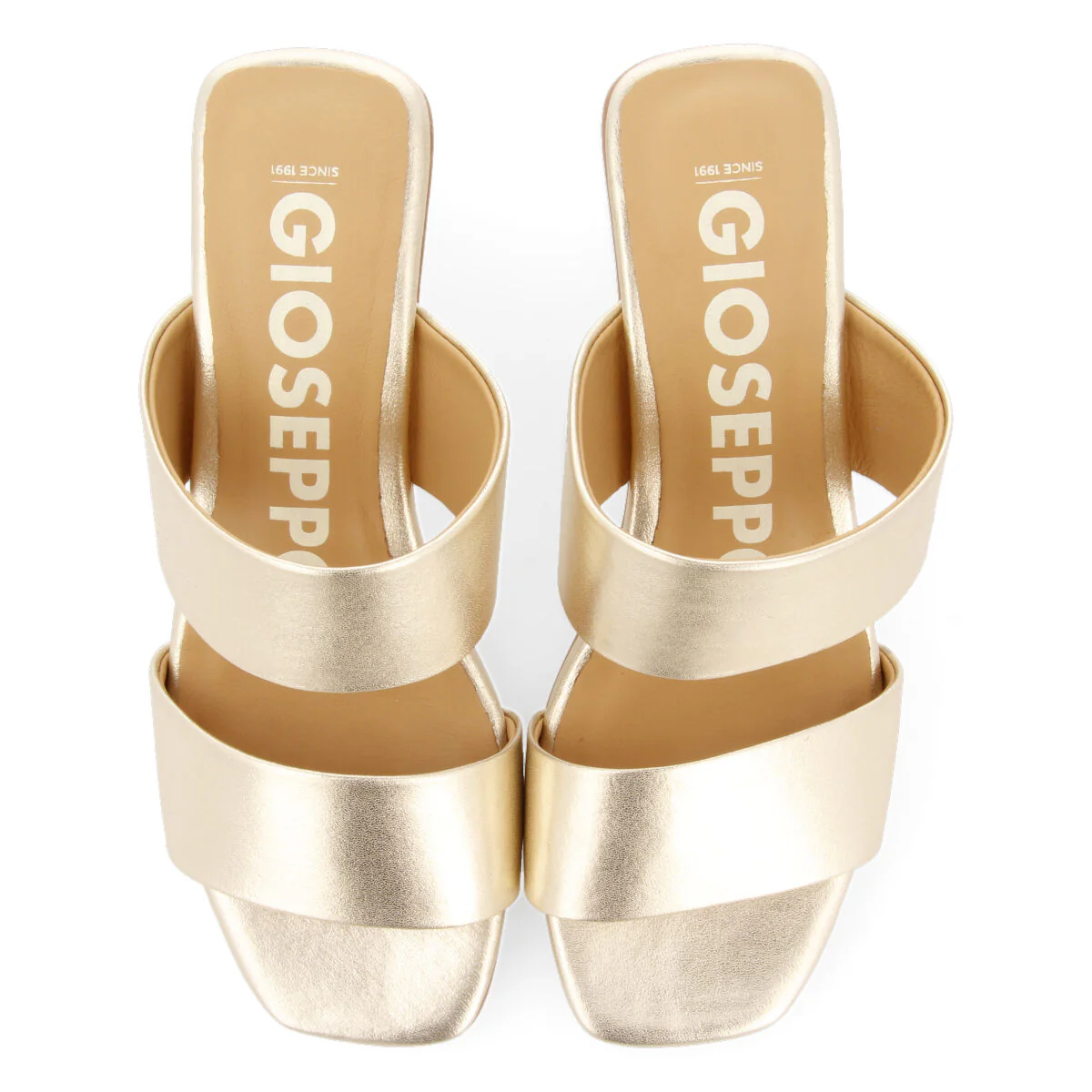 Butteaux women's gold sandals with heels and double straps - Image 3