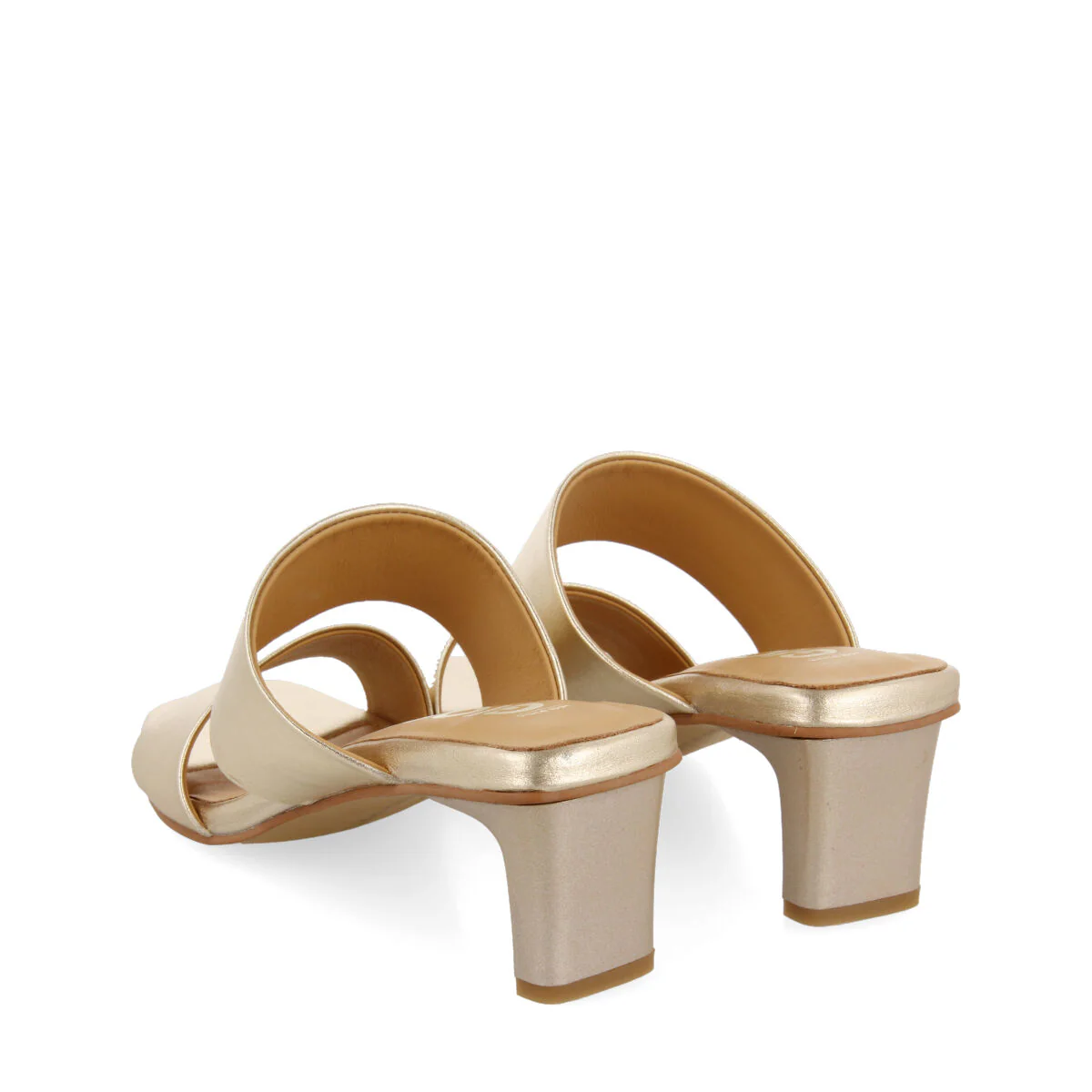 Butteaux women's gold sandals with heels and double straps - Image 4