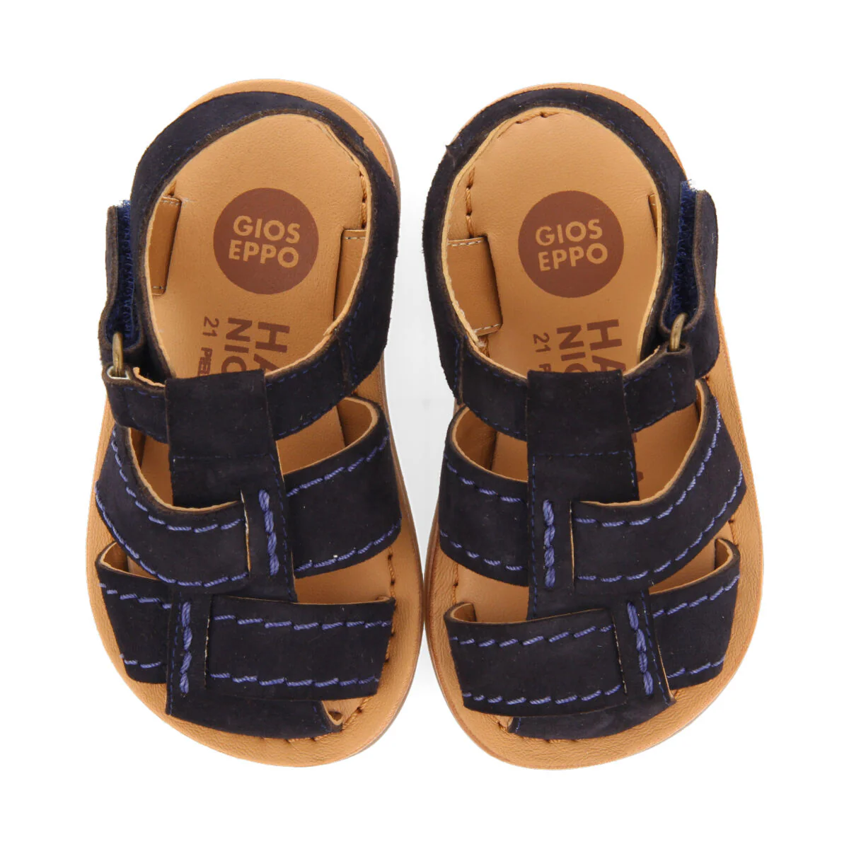 Cabixi boys navy blue leather strappy sandals - Image 3
