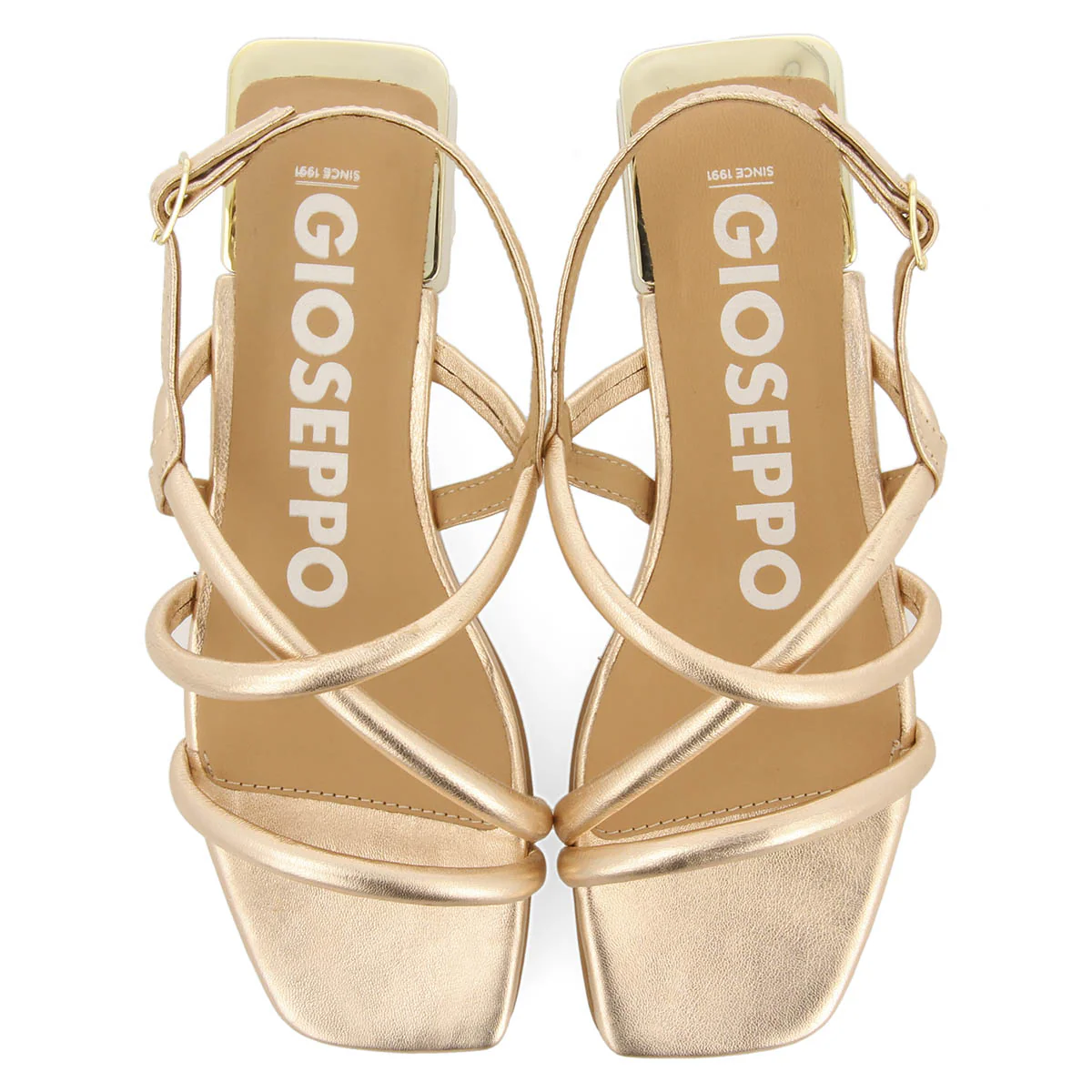 Caloocan women's rose gold leather sandals with metallic heels - Image 12