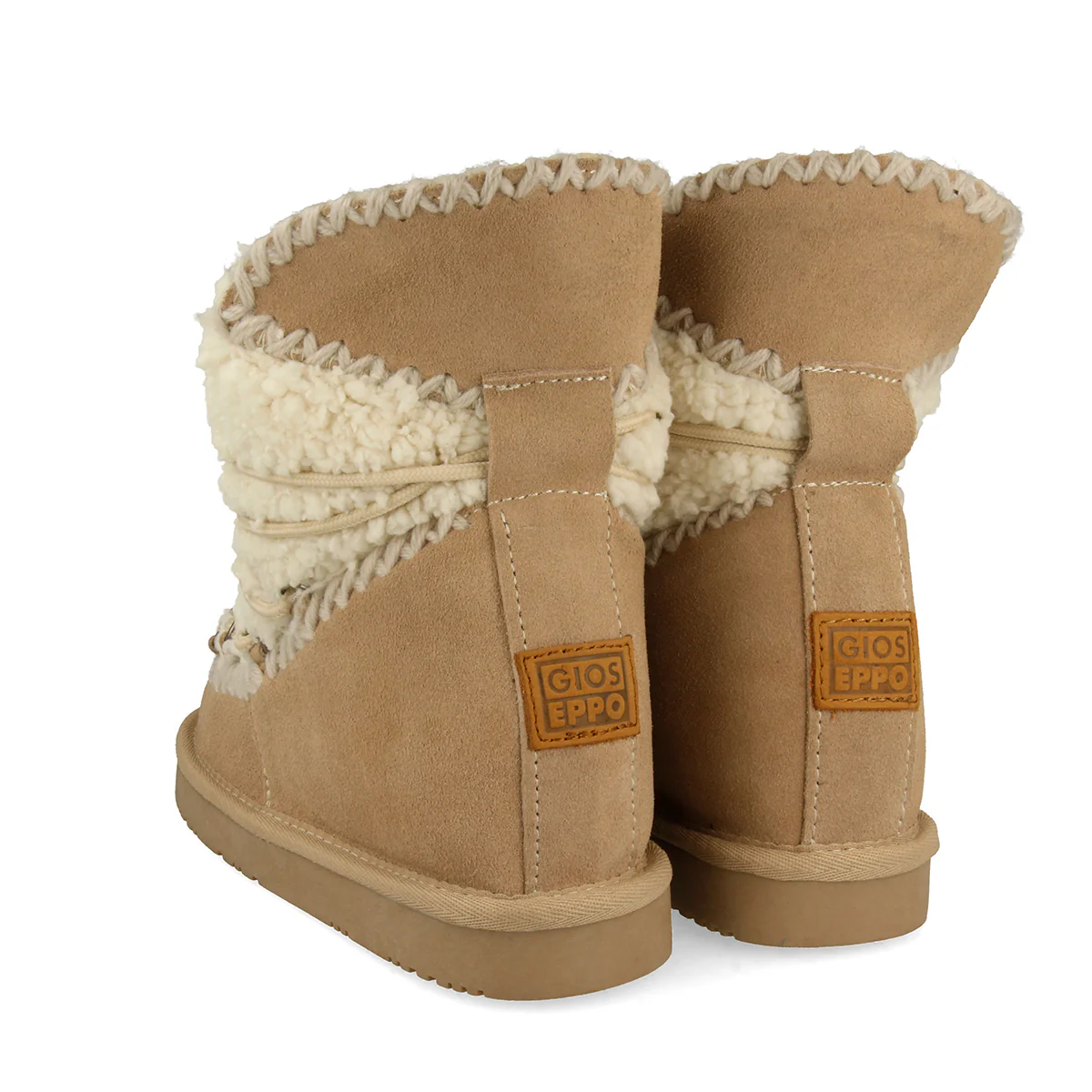 Camel Australian style boots with sheepskin detail for women 46486 - Image 4