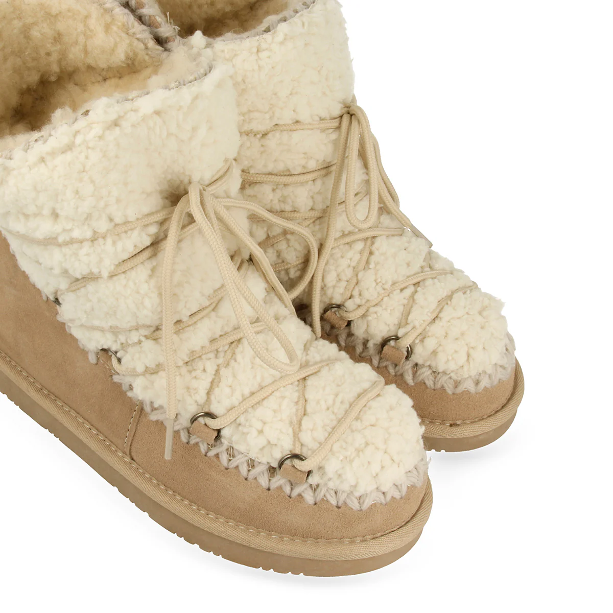 Camel Australian style boots with sheepskin detail for women 46486 - Image 5