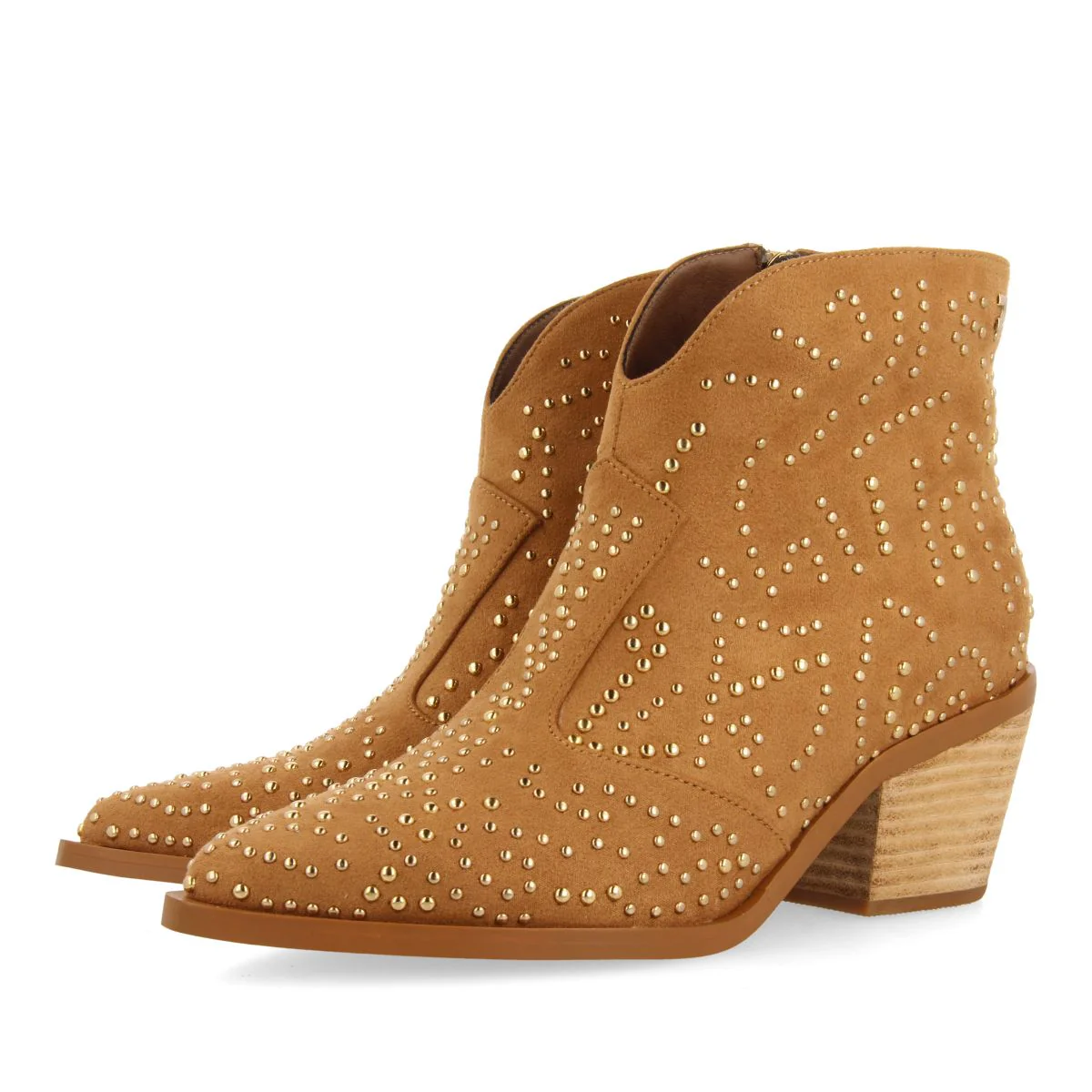 CAMEL COWBOY BOOTS WITH STUDS DECORATION FOR WOMEN VALPOVO - Image 3