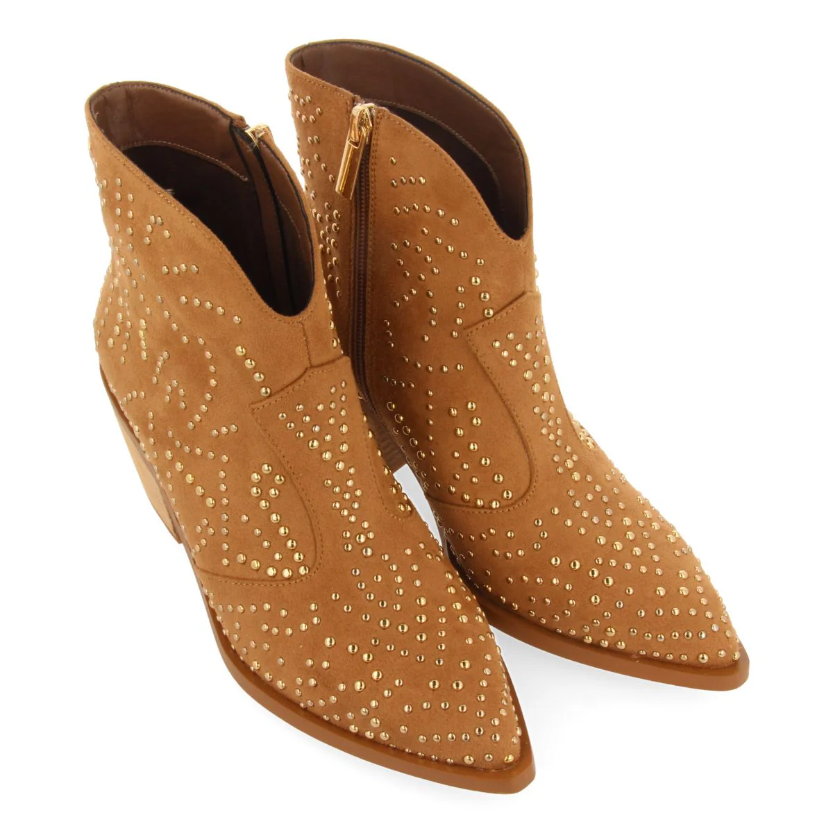 CAMEL COWBOY BOOTS WITH STUDS DECORATION FOR WOMEN VALPOVO - Image 5