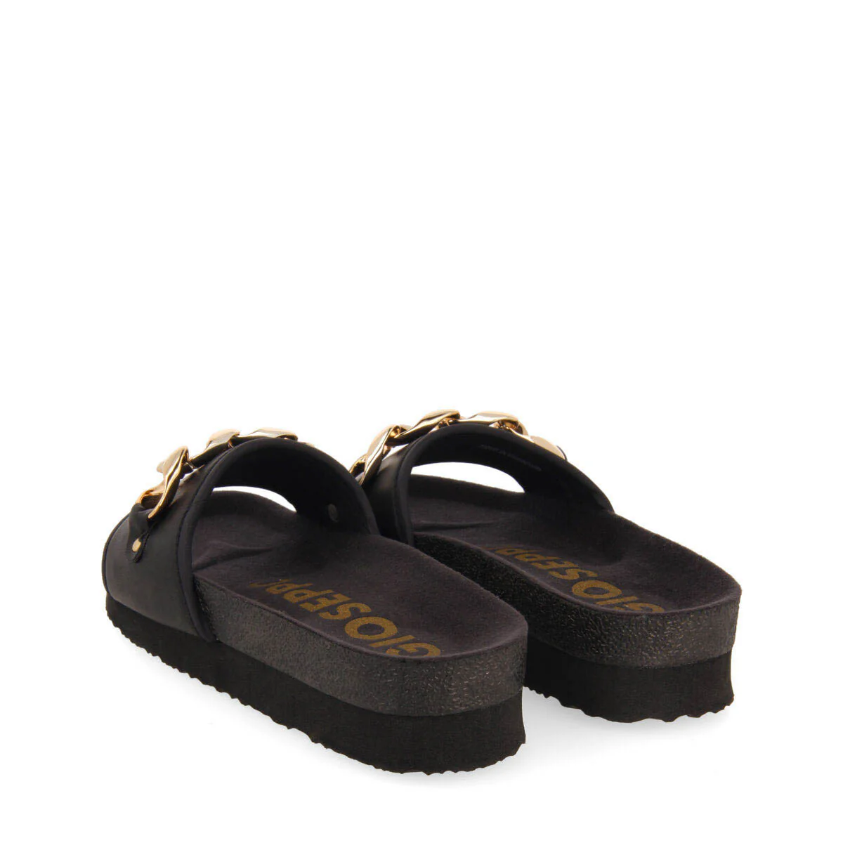 Carlinda black footbed slide sandals with decorative chain - Image 5