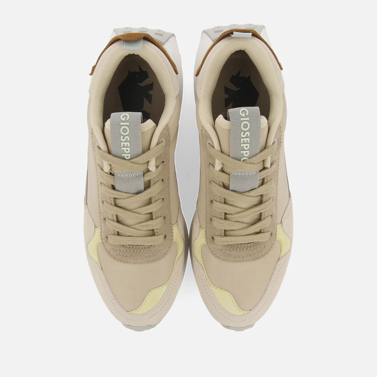 Carluke men's beige retro sneakers with contrasting colours - Image 4