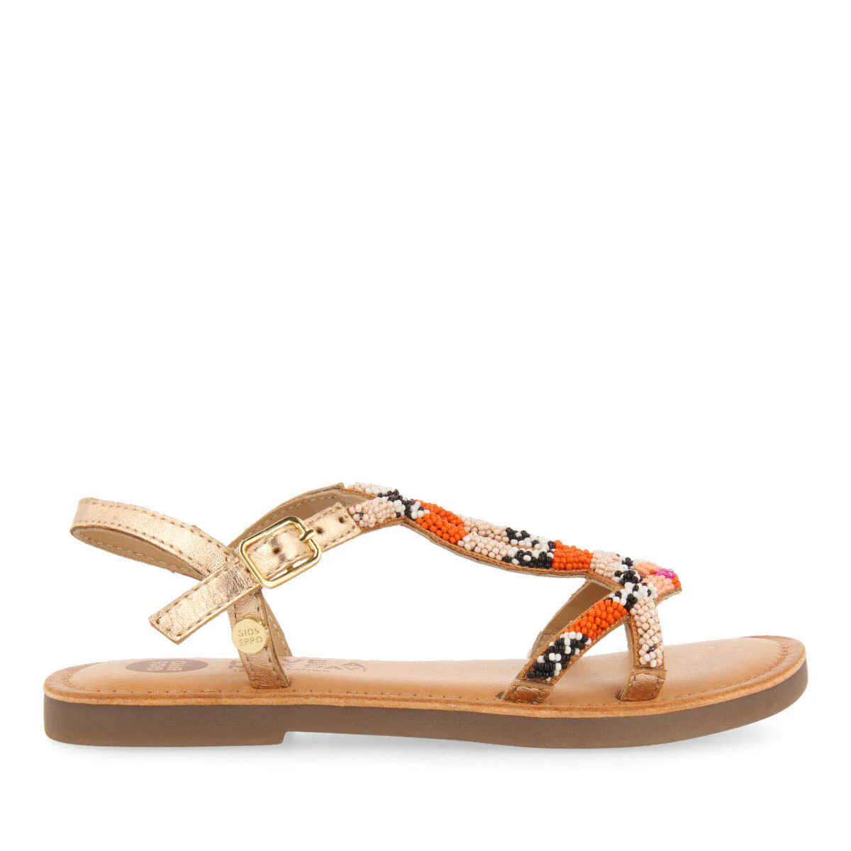 Casole girls leather sandals withink geometric details