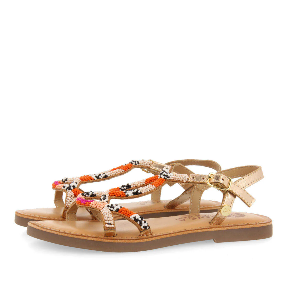 Casole girls leather sandals withink geometric details - Image 3