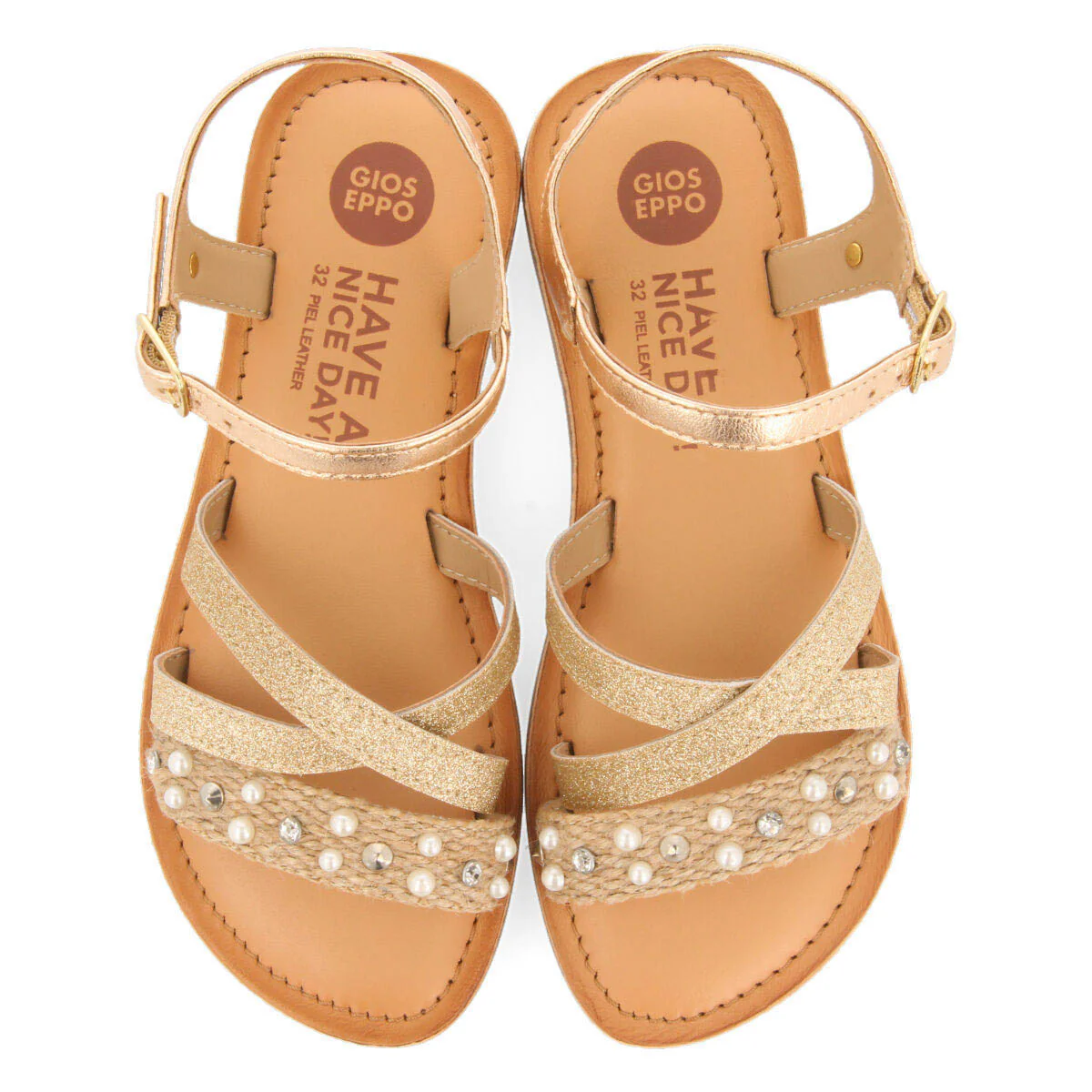 Catuti girls detailed multicoloured jute sandals - Image 3