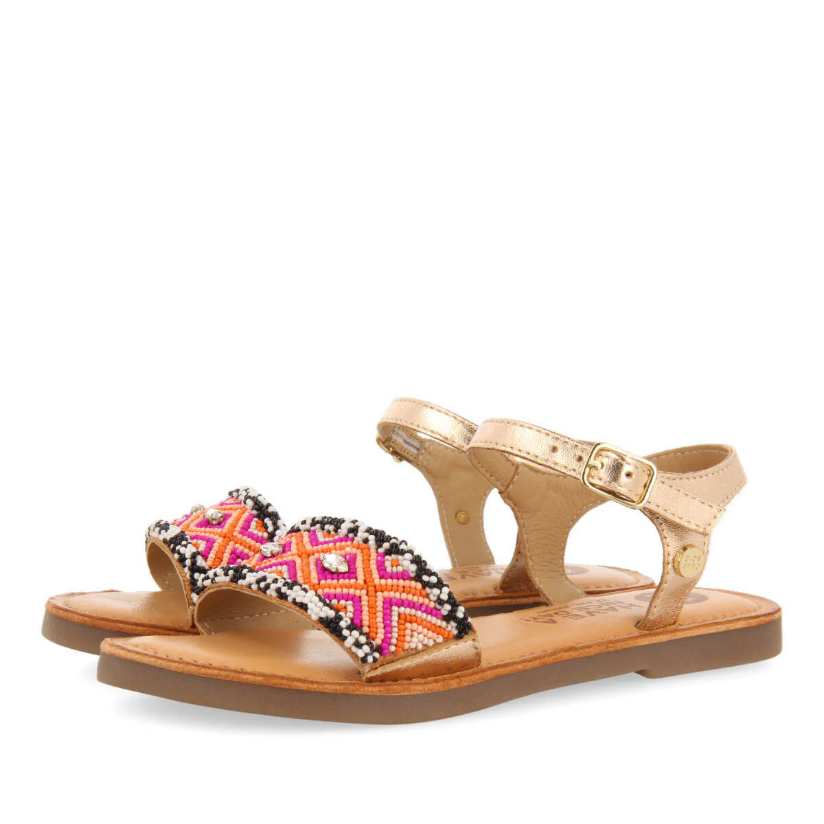 Censy girls leather sandals with geometric details - Image 3