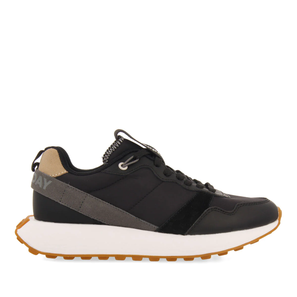 Chacao women's black retro-style sneakers with multicoloured details