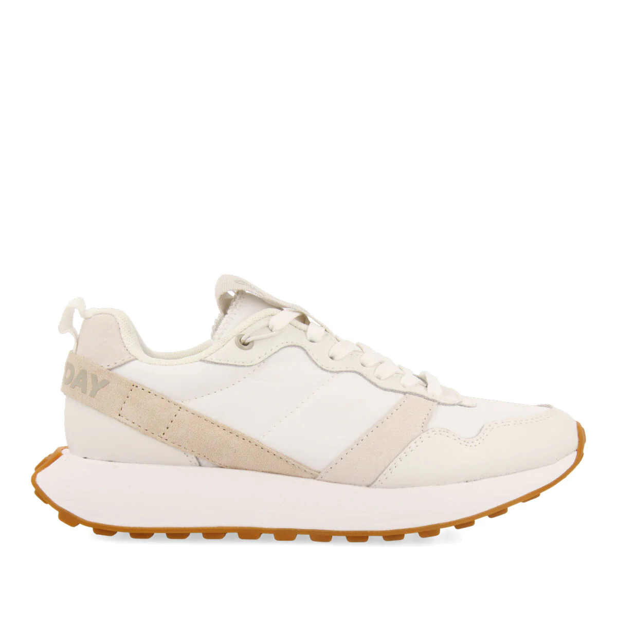 Chacao women's white retro-style sneakers with multicoloured details