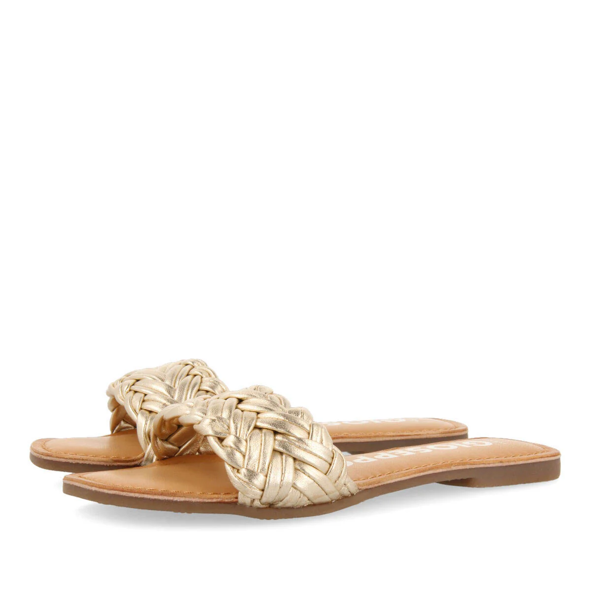 Chacrise women's flat sandals with braided gold vamps - Image 2