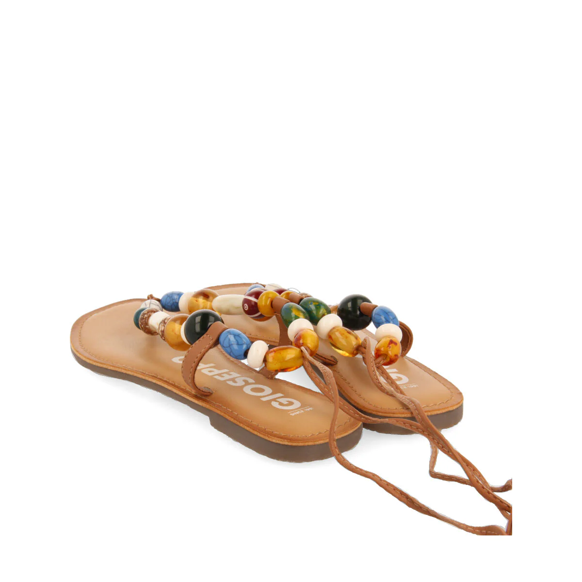 Challex women's leather sandals with decorative multicoloured beads - Image 5