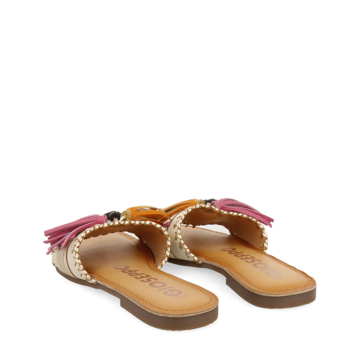 Choisel women's gold and white slide sandals with tassels - Image 4