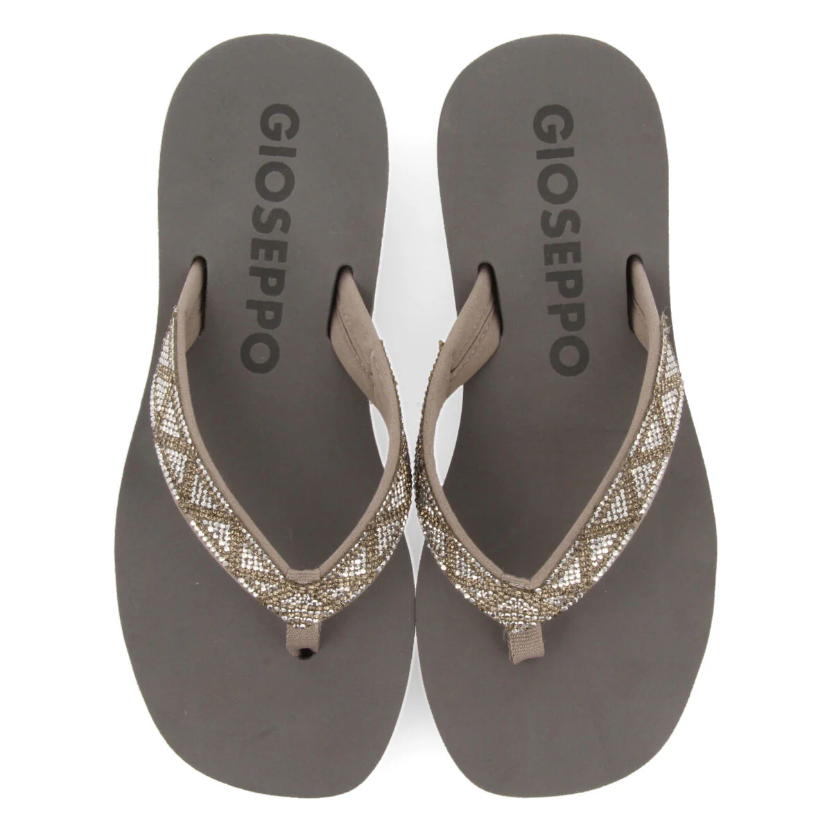 Cize women's grey sandals with decorative crystals - Image 3