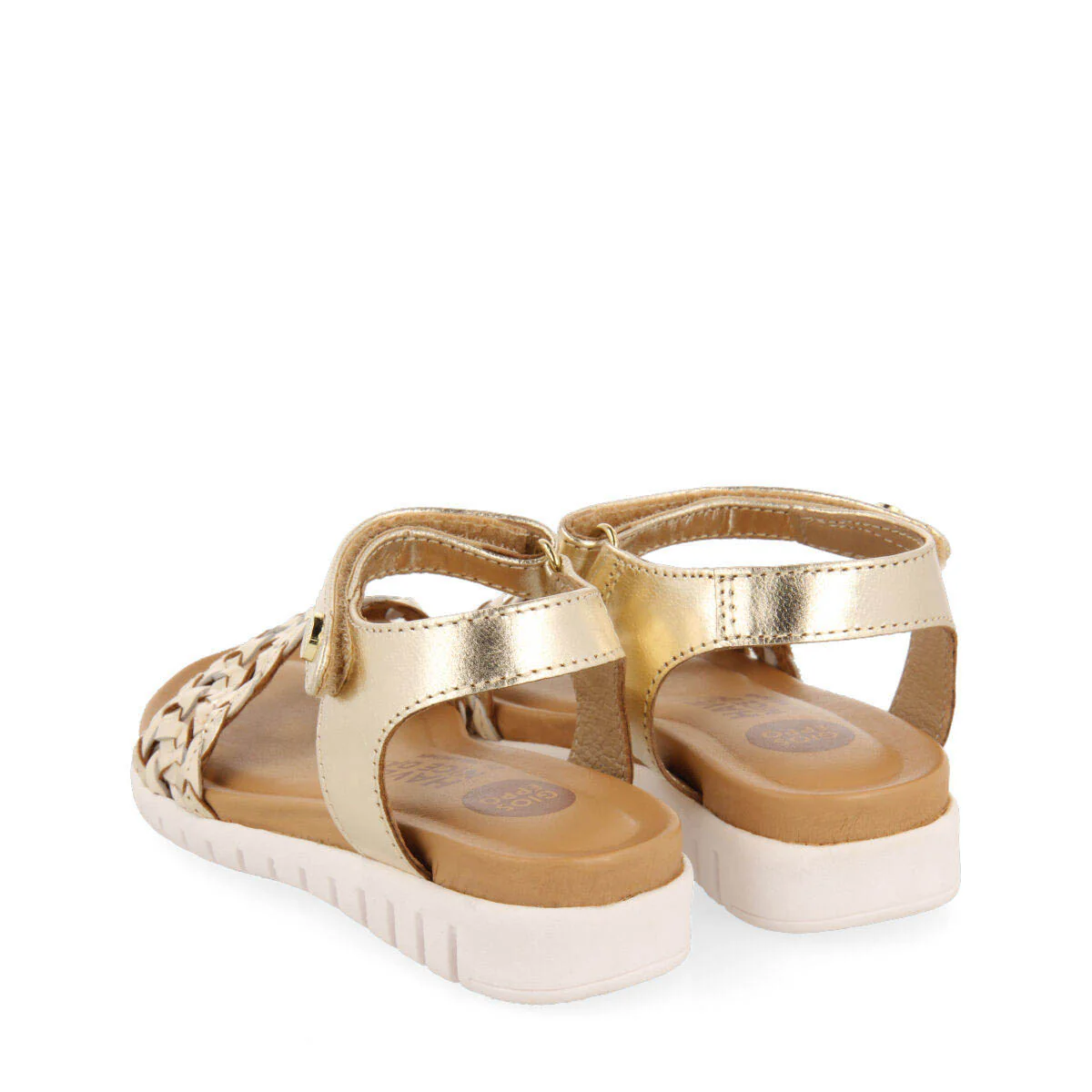 Claudon girls gold leather sandals withlaited vamps - Image 4