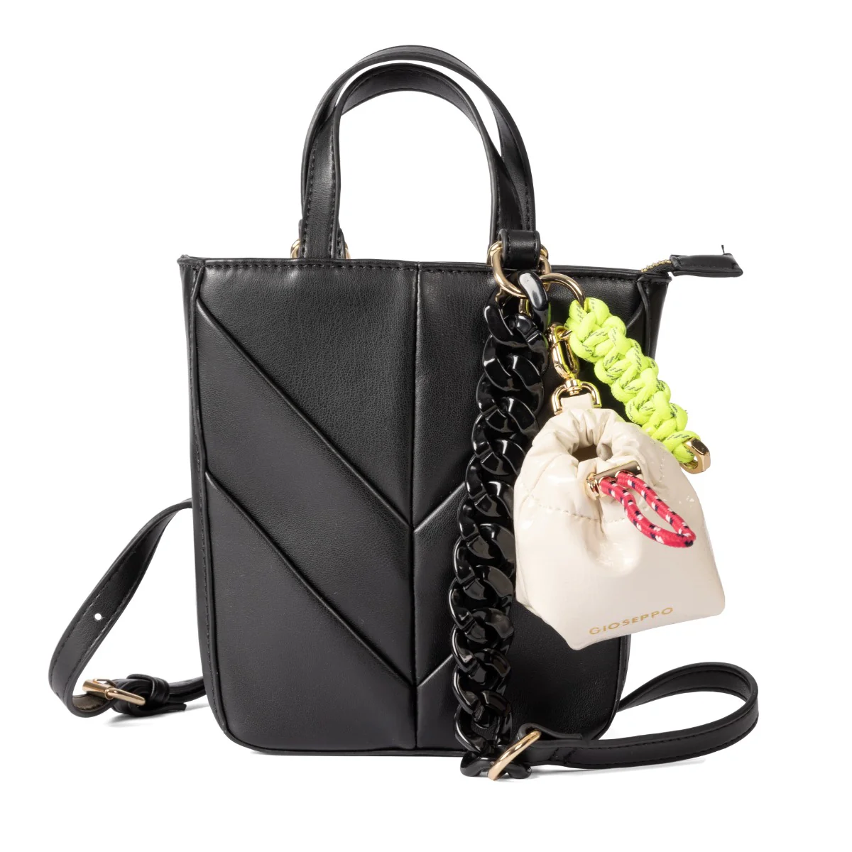 Cleland black quilted bag with chain strap - Image 2
