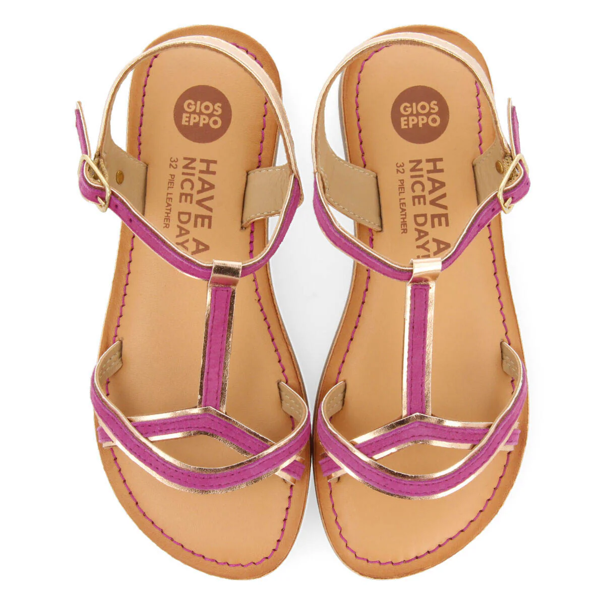 Cleurie girls fuchsia sandals with metalliciping - Image 4